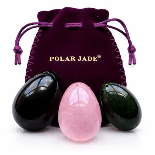 3-Gemstone Yoni Egg Trio – Nephrite Jade, Rose Quartz & Black Obsidian