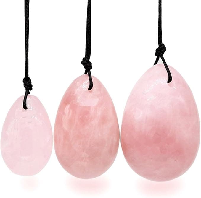 Rose Quartz Yoni Egg Set of 3 – GIA Certified (S/M/L)