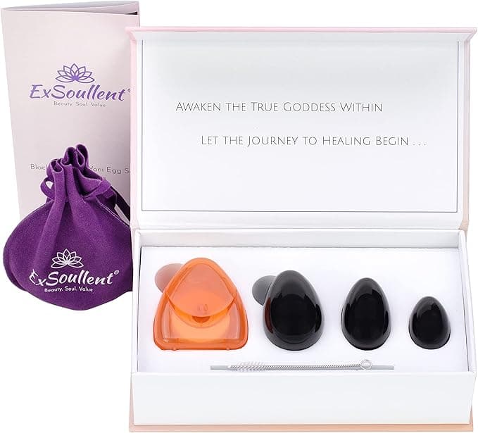 ExSoullent GIA Certified Rose Quartz Yoni Egg Set – Includes eCourse