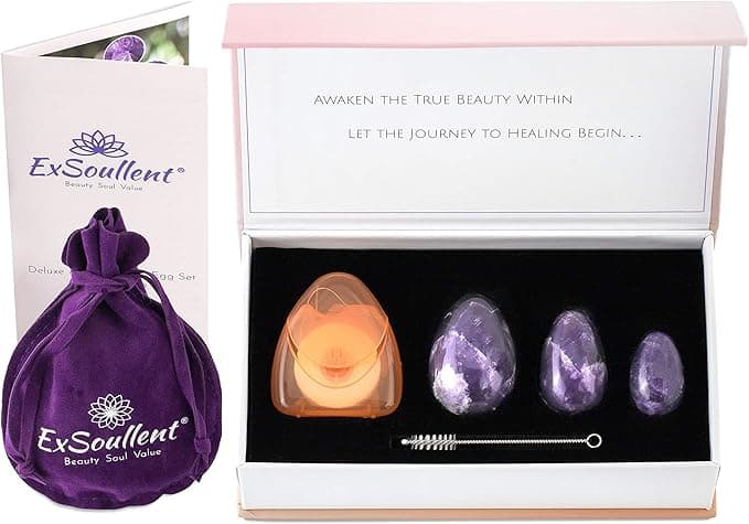 ExSoullent GIA Certified Amethyst Yoni Egg Set of 3